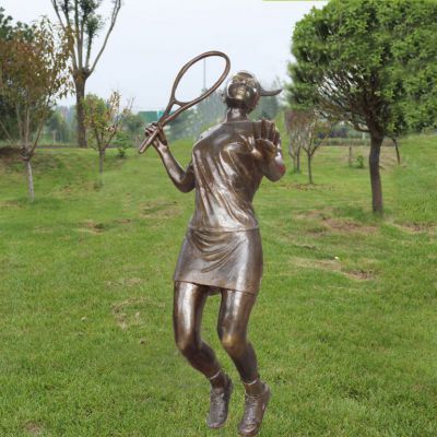 打羽毛球运动园林铜雕