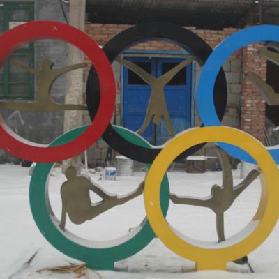 不锈钢五环雕塑 学校操场雕塑