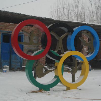 城市不锈钢五环雕塑