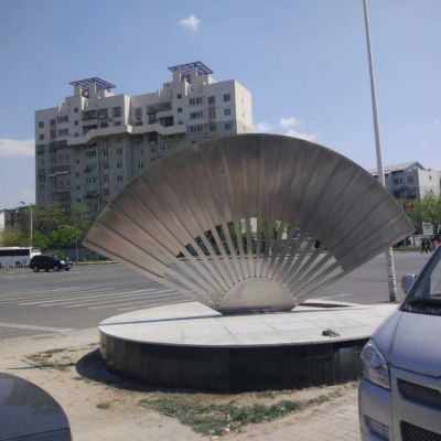 不锈钢扇子标志景观雕塑