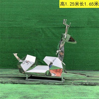 镜面鹿不锈钢户外雕塑