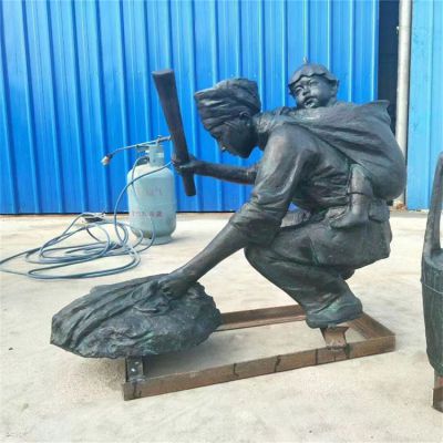 民俗小品洗衣服人物铜雕