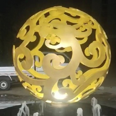 不锈钢发光镂空球抽象雕塑