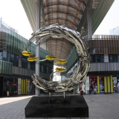 不锈钢海浪街边标志雕塑