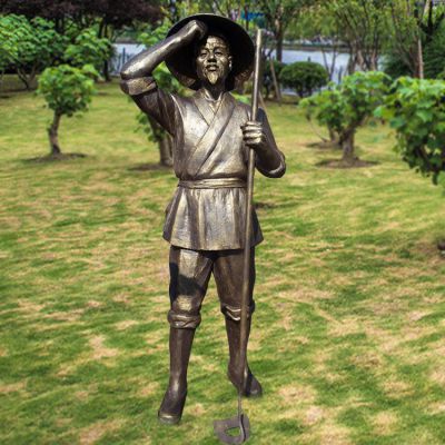 农耕播种广场人物铜雕