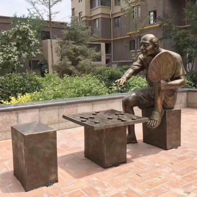 下象棋小区景观铜雕