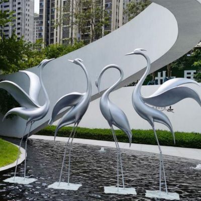 云中白鹤不锈钢城市雕塑