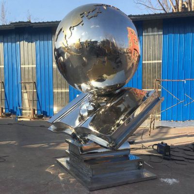 镜面不锈钢地球书籍雕塑