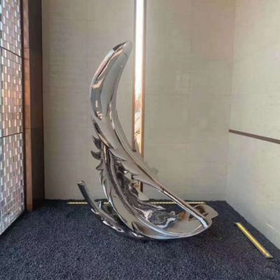 羽毛不锈钢镜面抽象雕塑
