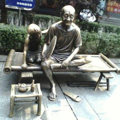 祖孙三代抽象人物铜雕