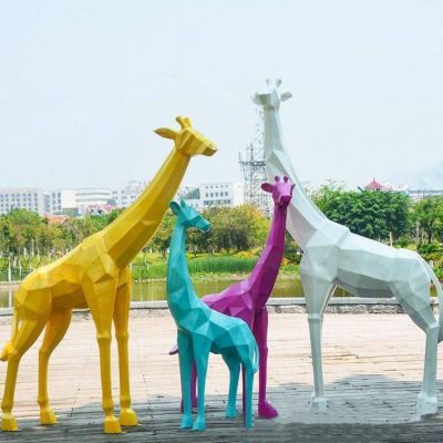 长颈鹿公园不锈钢雕塑