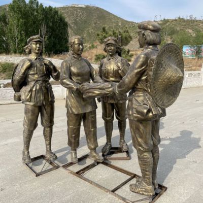 军民一家亲抗战人物铜雕
