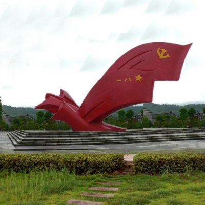 不锈钢飘扬旗帜景观雕塑