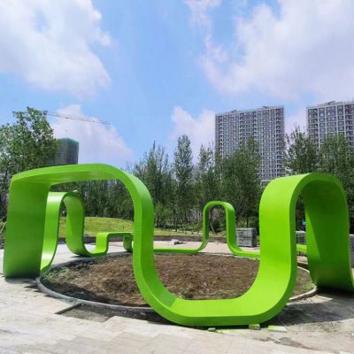 广场不锈钢飘带坐凳雕塑
