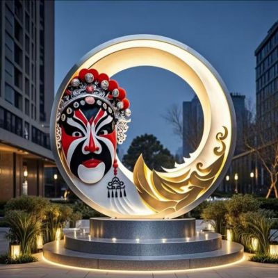 国风不锈钢圆环雕塑