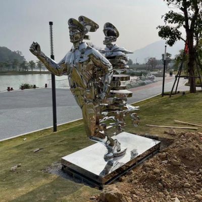 创意不锈钢镜面人物雕塑