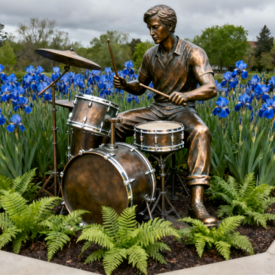 敲架子鼓人物铜雕