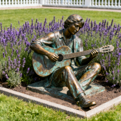 弹吉他人物铜雕 铸铜人物雕塑