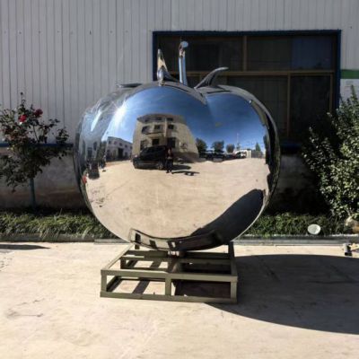 广场不锈钢镜面番茄雕塑