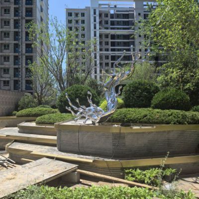 不锈钢浪花雕塑摆件