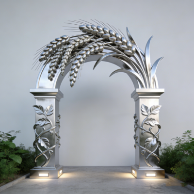 农业园不锈钢拱门雕塑