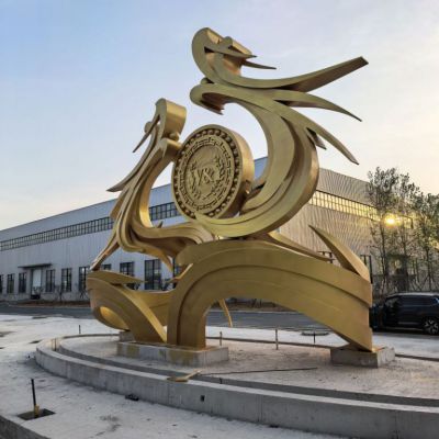 双雄铸鼎 不锈钢景观雕塑