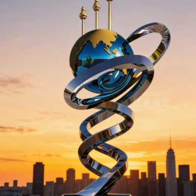 不锈钢飘带地球仪雕塑