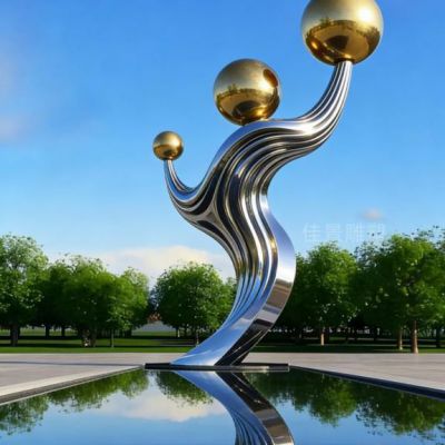 飘带圆球雕塑城市景观摆件