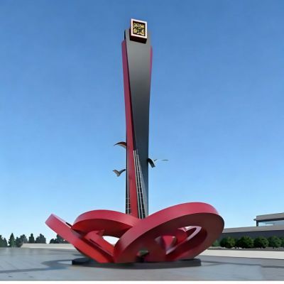 广场大型不锈钢精神堡垒雕塑