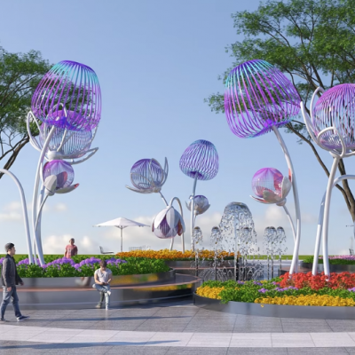 城市不锈钢花朵雕塑 景观雕塑厂家